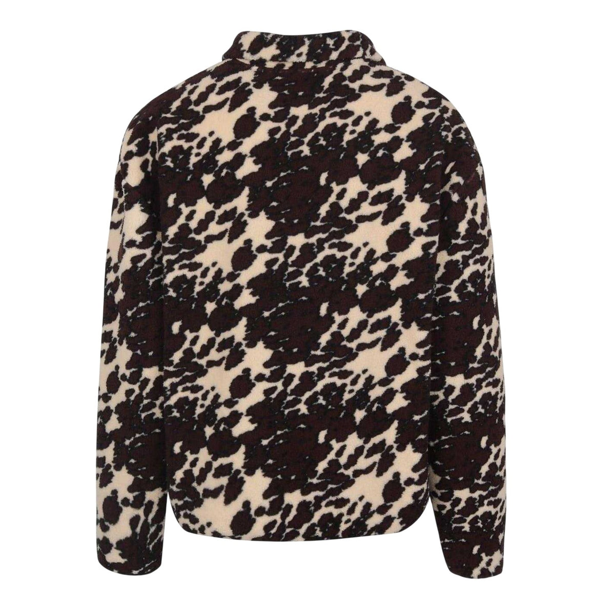 Cream-Black - Back - SoulCal Unisex Adult Leopard Print Borg Quarter Zip Fleece Top