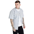 Grey Marl - Side - SikSilk Mens Applique Logo Baseball Jersey