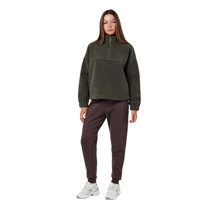 Khaki Green - Side - Slazenger Womens-Ladies Fleece Quarter Zip Sweatshirt