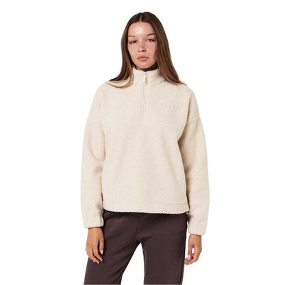 Cream - Side - Slazenger Womens-Ladies Fleece Quarter Zip Sweatshirt