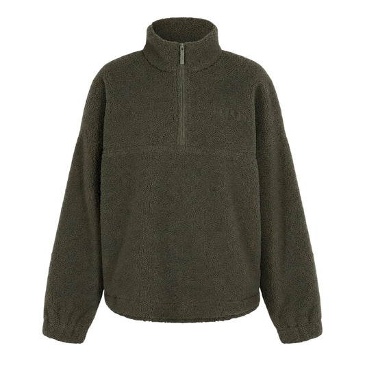Khaki Green - Front - Slazenger Womens-Ladies Fleece Quarter Zip Sweatshirt