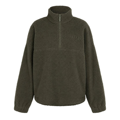 Khaki Green - Front - Slazenger Womens-Ladies Fleece Quarter Zip Sweatshirt
