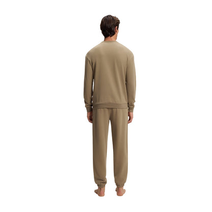 Brown - Back - Boss Mens Chevron Drop Shoulder Relaxed Fit Sweatshirt