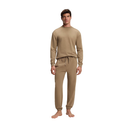 Brown - Side - Boss Mens Chevron Drop Shoulder Relaxed Fit Sweatshirt