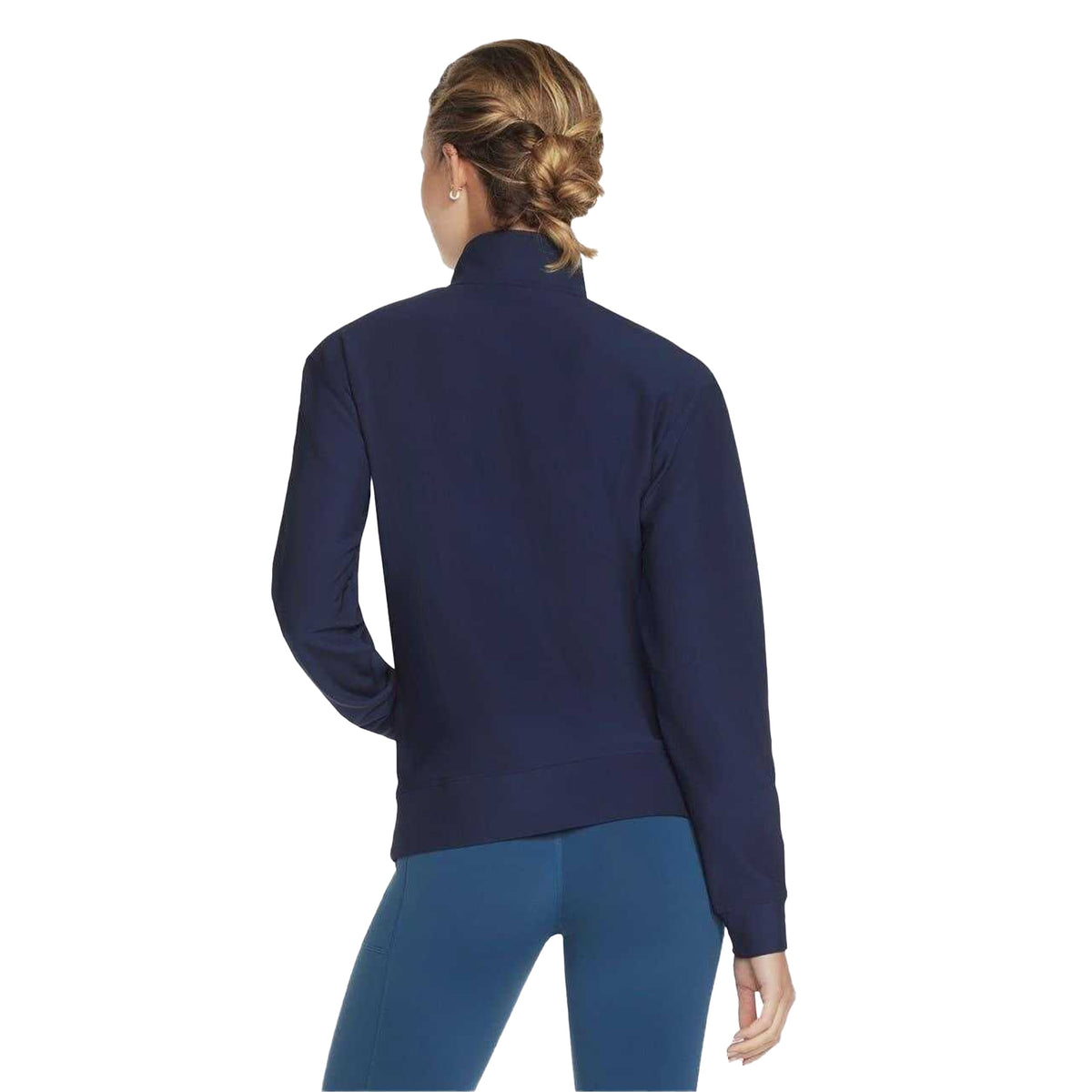 Navy - Back - Skechers Womens-Ladies GoLuxe Ribbed Quarter Zip Sweatshirt