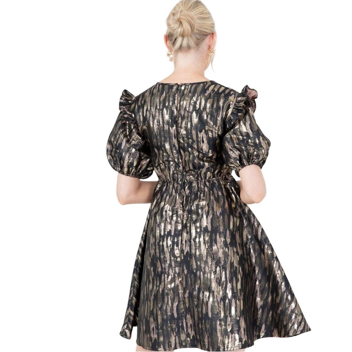 Gold - Back - Lovedrobe Womens-Ladies A-line Mini Dress