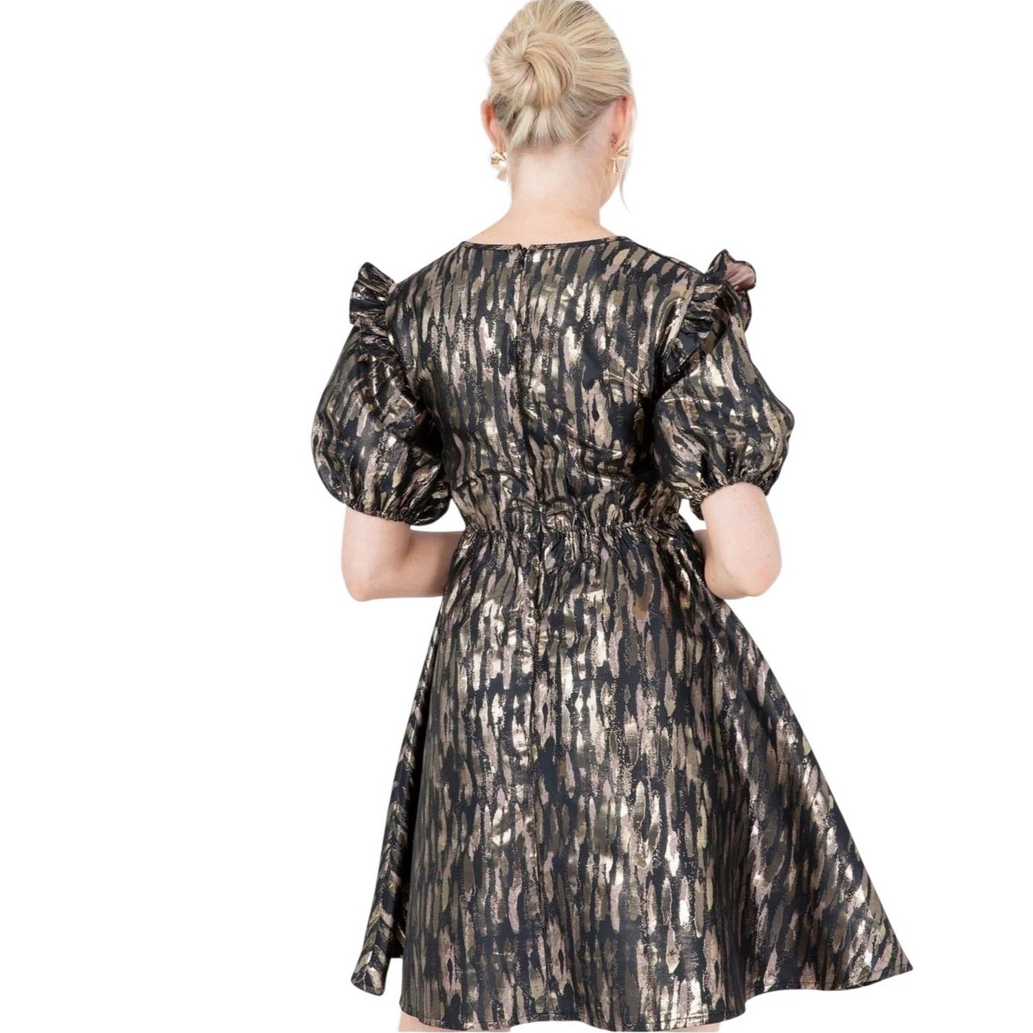Gold - Back - Lovedrobe Womens-Ladies A-line Mini Dress