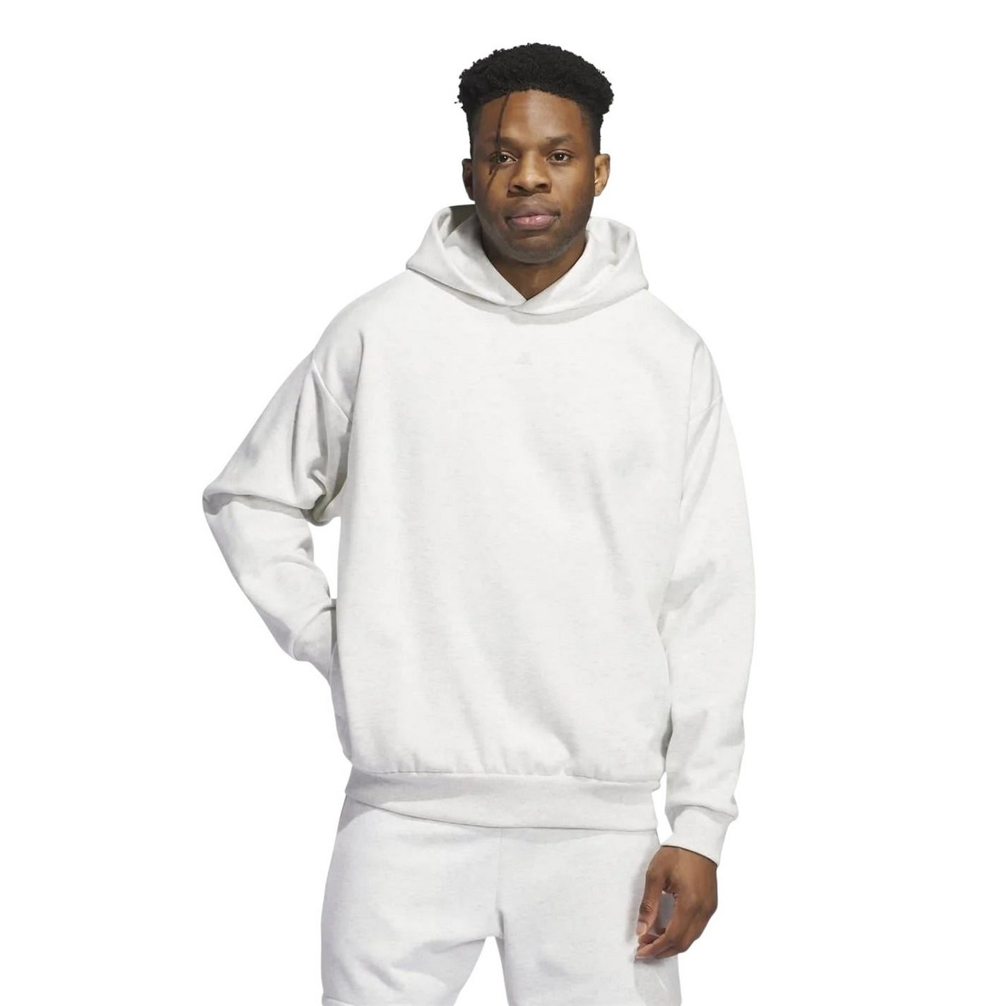 Grey Melange - Side - Adidas Unisex Adult Back Print Drop Shoulder Hoodie