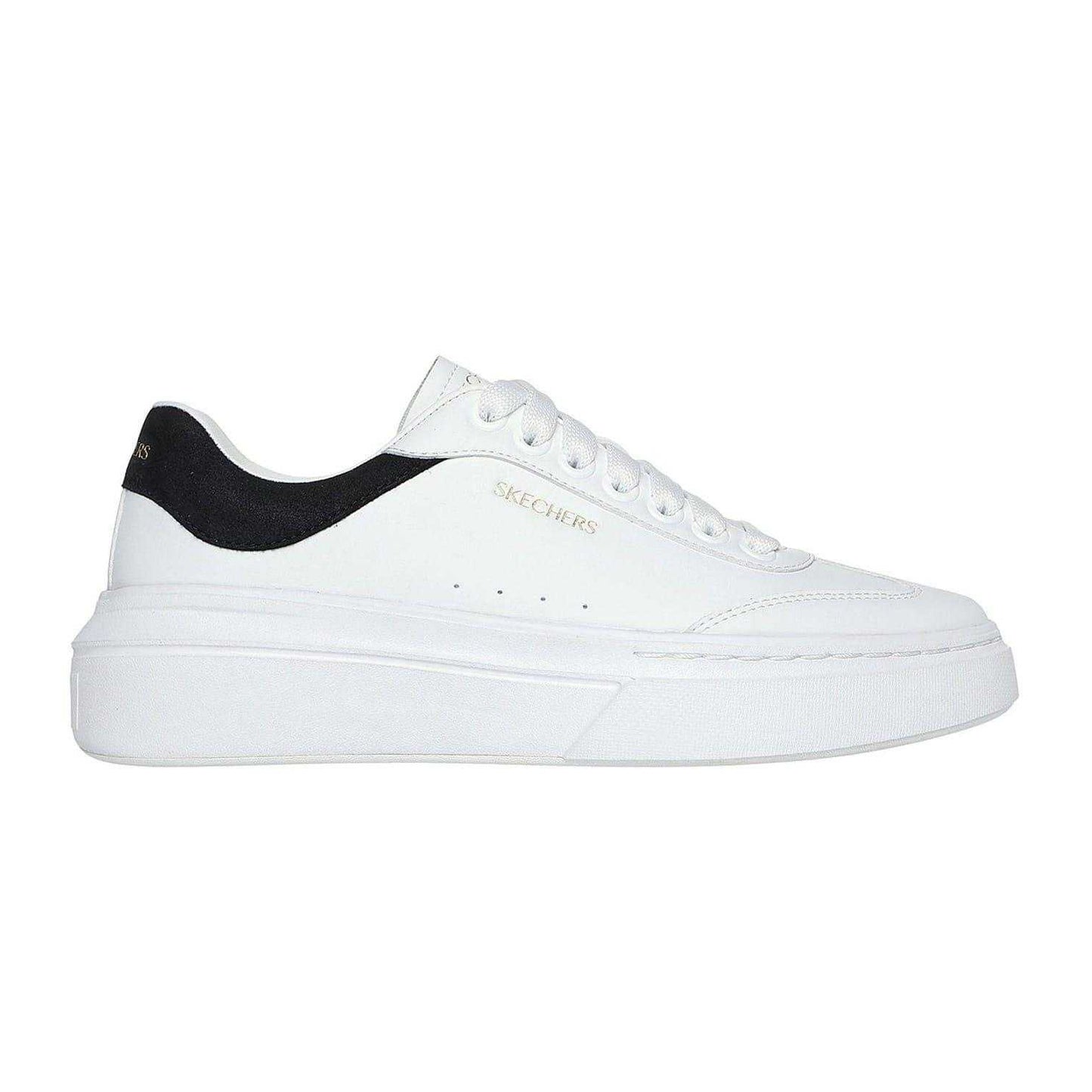 White-Black - Side - Skechers Womens-Ladies Cordova Classic Low Platform Trainers