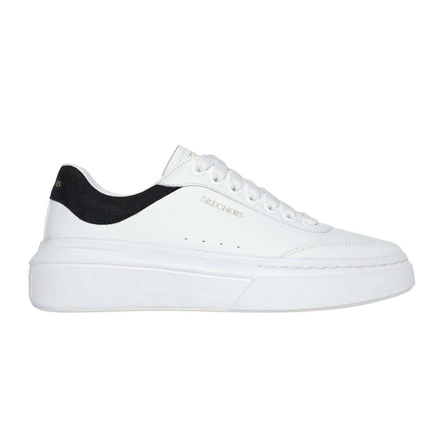 White-Black - Side - Skechers Womens-Ladies Cordova Classic Low Platform Trainers
