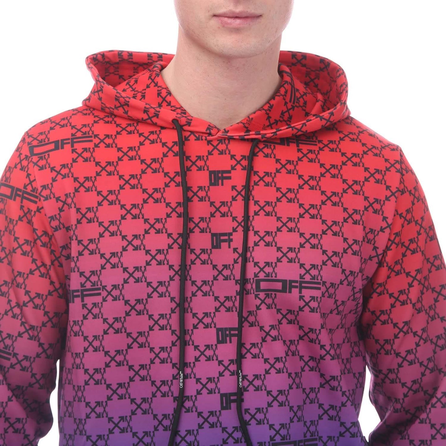 Red - Side - Off White Mens ATHL Monogram Hoodie