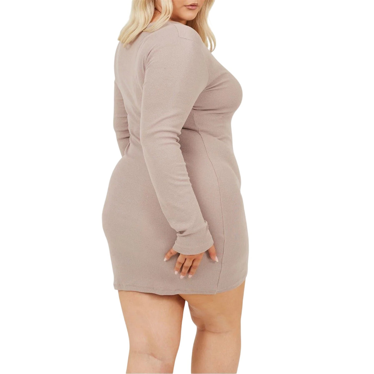 Dusky - Back - Brave Soul Womens-Ladies V Neck Long-Sleeved Mini Dress