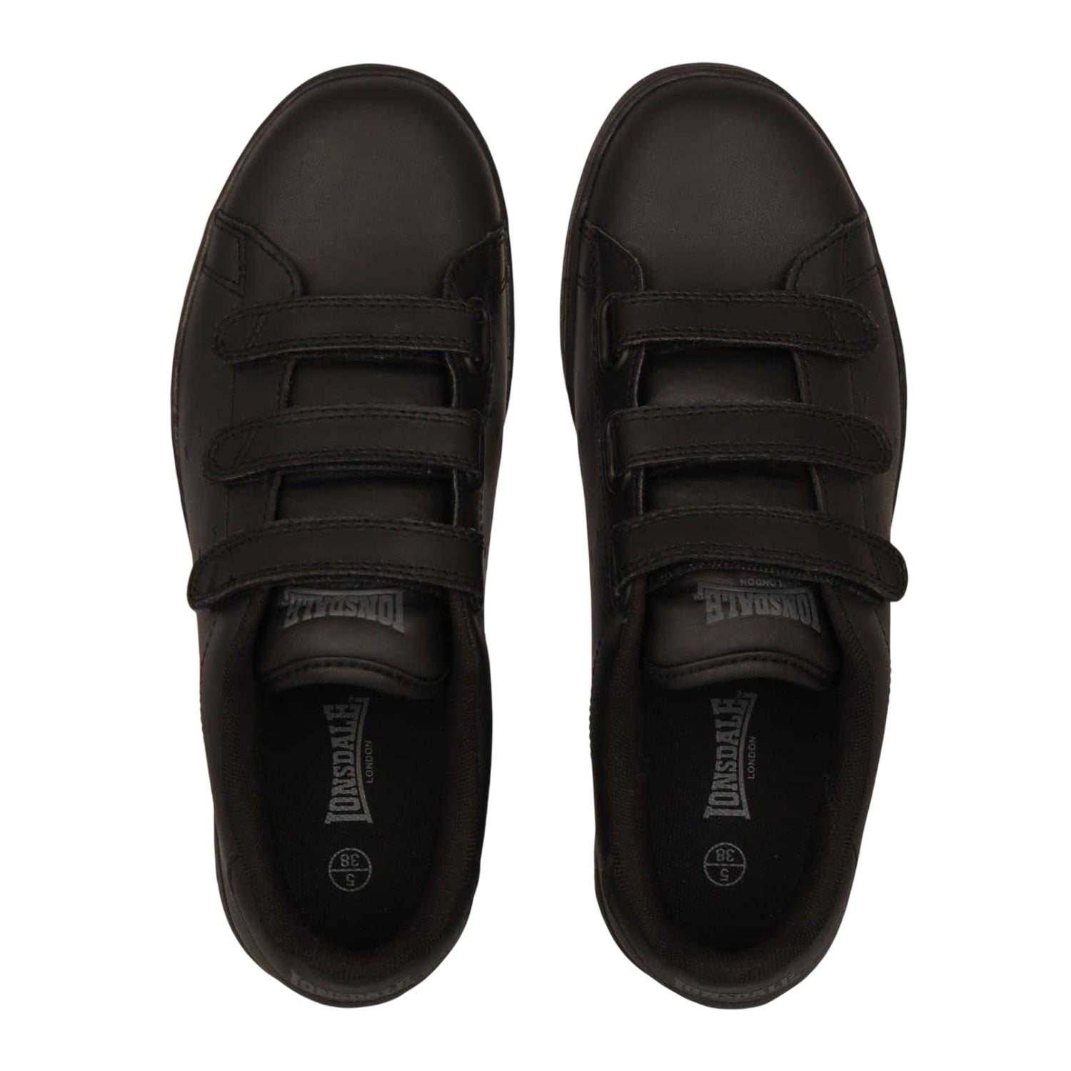 Black - Pack Shot - Lonsdale Childrens-Kids Leyton Leather Trainers