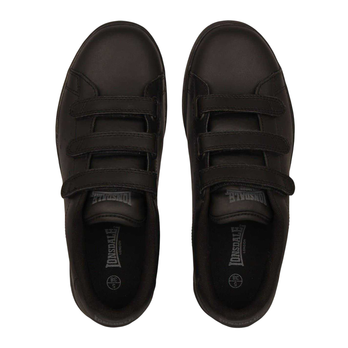 Black - Pack Shot - Lonsdale Childrens-Kids Leyton Leather Trainers