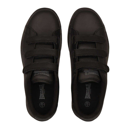 Black - Pack Shot - Lonsdale Childrens-Kids Leyton Leather Trainers