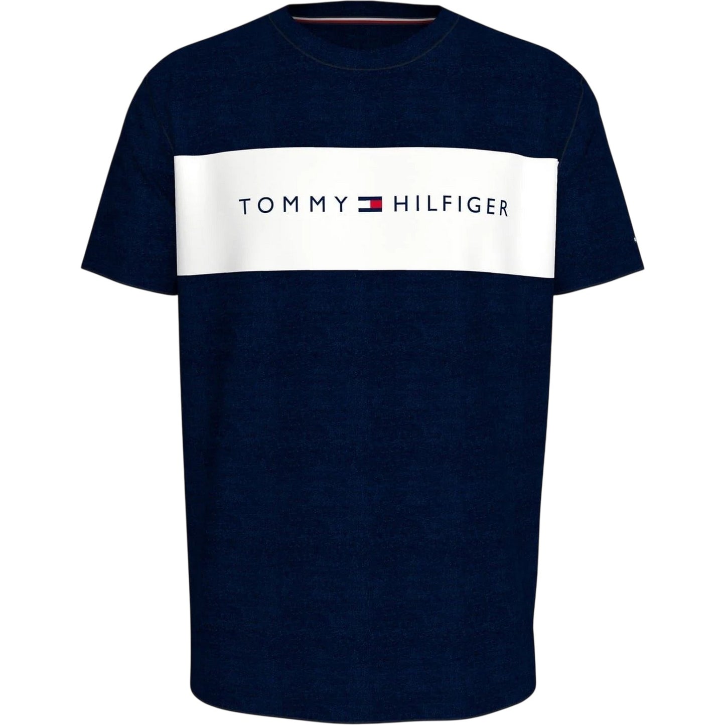 Navy-White - Front - Tommy Hilfiger Mens Logo Cotton T-Shirt