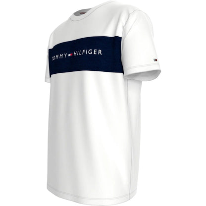 White-Navy - Side - Tommy Hilfiger Mens Logo Cotton T-Shirt
