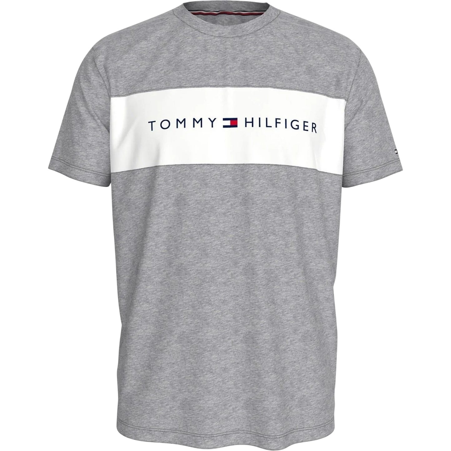 Grey-White - Front - Tommy Hilfiger Mens Logo Cotton T-Shirt