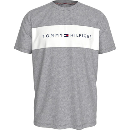 Grey-White - Front - Tommy Hilfiger Mens Logo Cotton T-Shirt