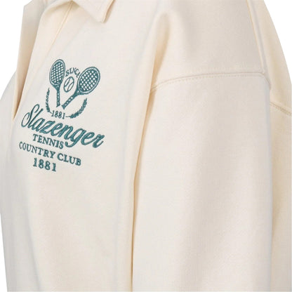 White - Side - Slazenger Womens-Ladies Country Club Relaxed Fit Tennis Sweatshirt