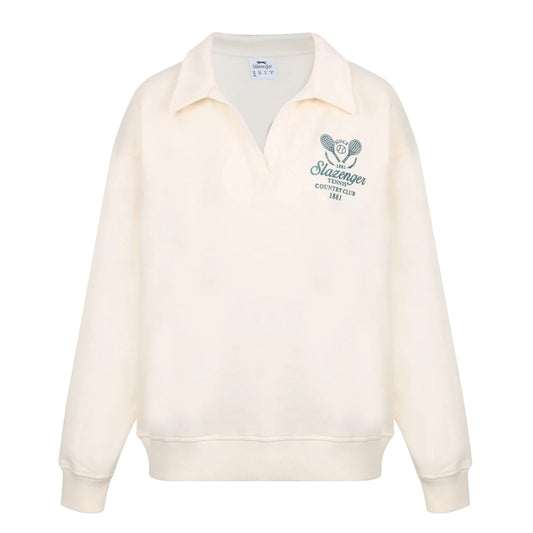 White - Front - Slazenger Womens-Ladies Country Club Relaxed Fit Tennis Sweatshirt