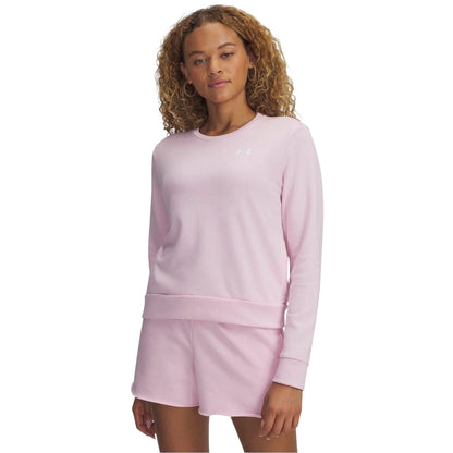 Pink - Front - Under Armour Womens-Ladies Rival Terrycloth Sweatshirt
