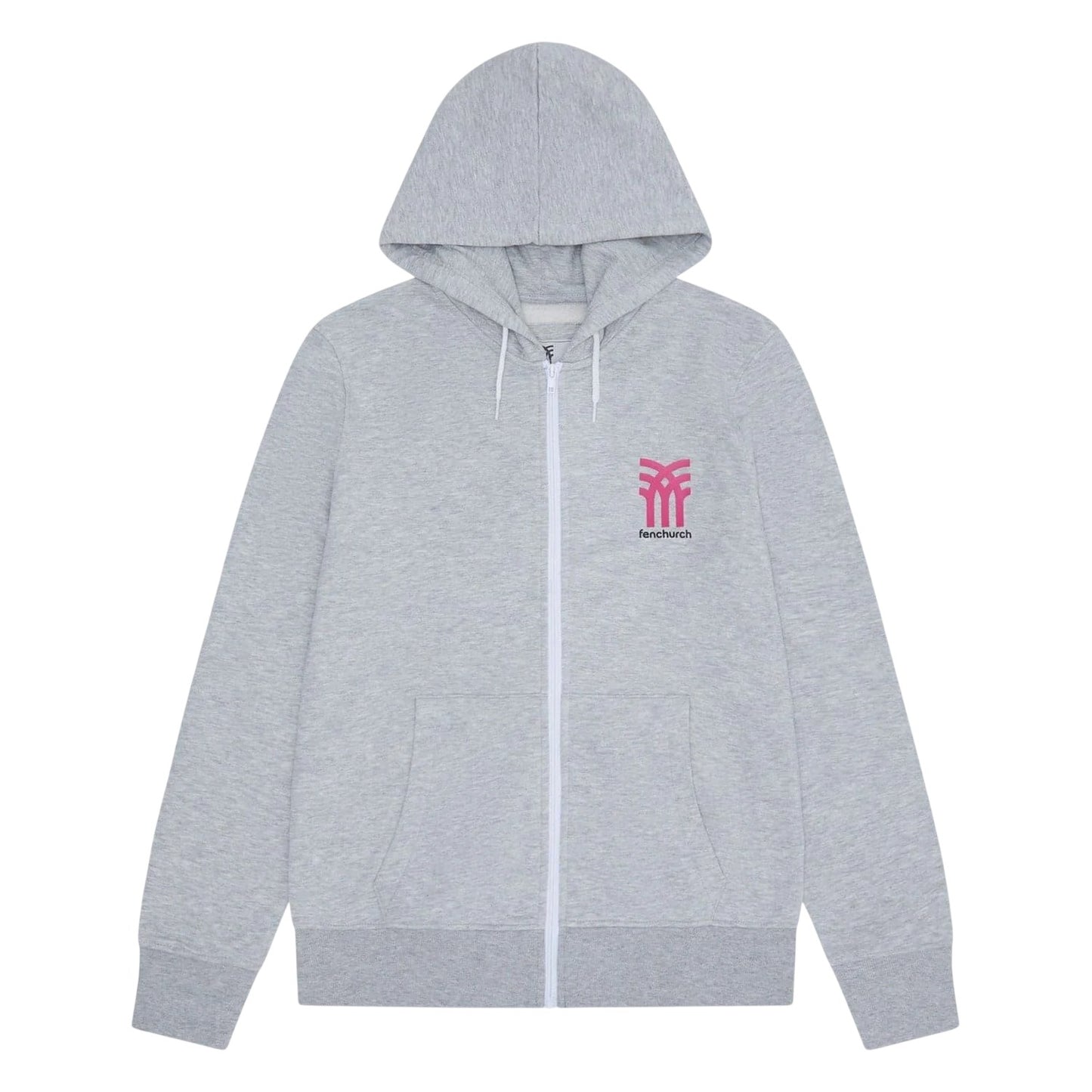 Grey Marl - Front - Fenchurch Unisex Adult Graphic Print Casual Full Zip Hoodie