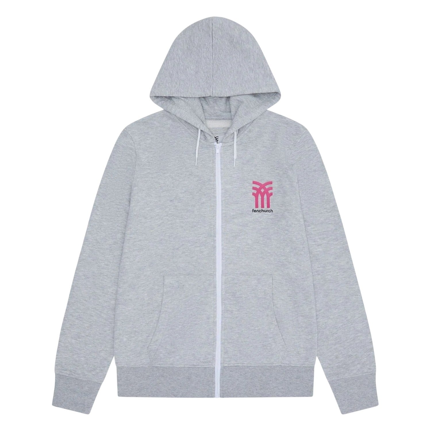Grey Marl - Front - Fenchurch Unisex Adult Graphic Print Casual Full Zip Hoodie