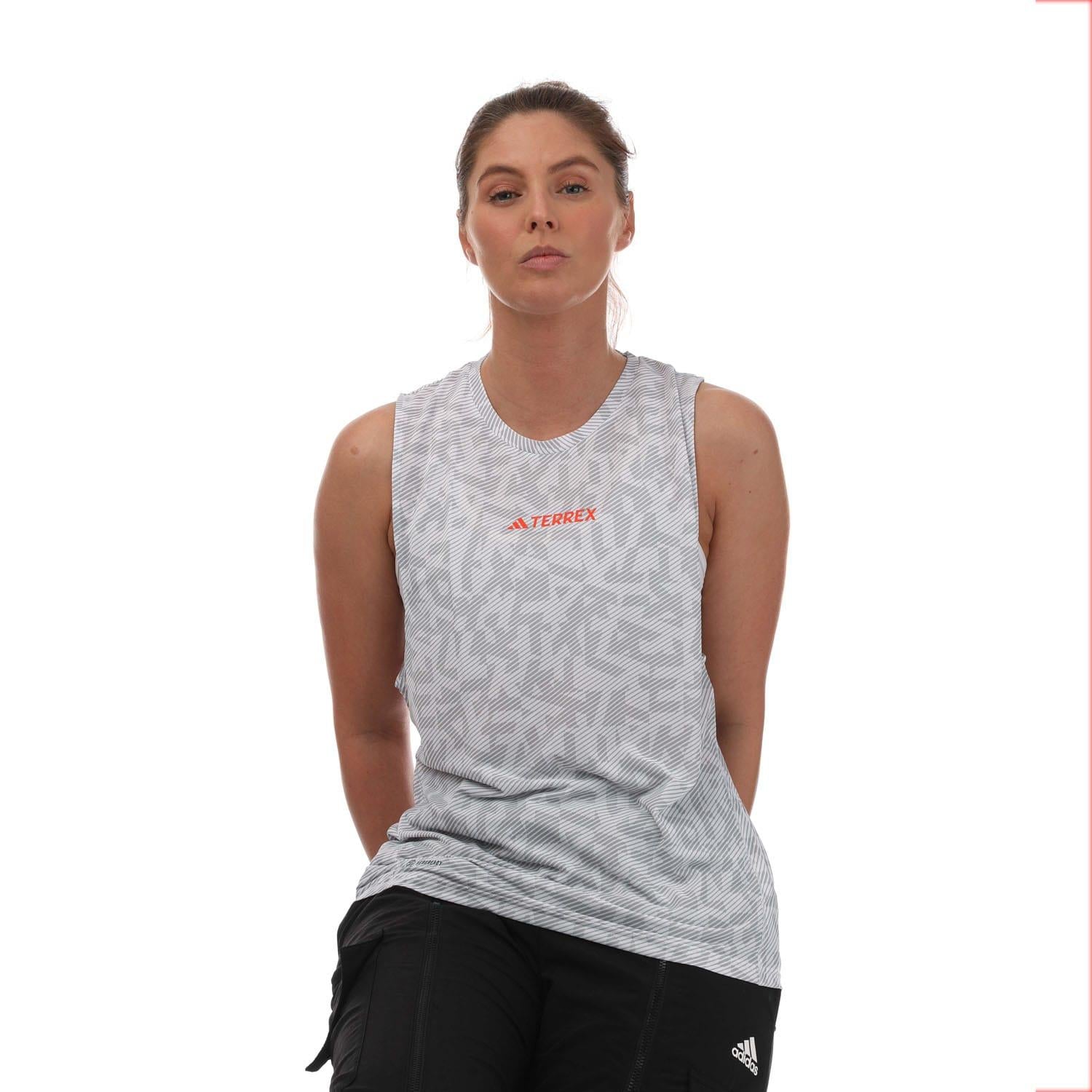 White-Grey - Lifestyle - Adidas Womens-Ladies Terrex Agravic Trail Running Tank Top