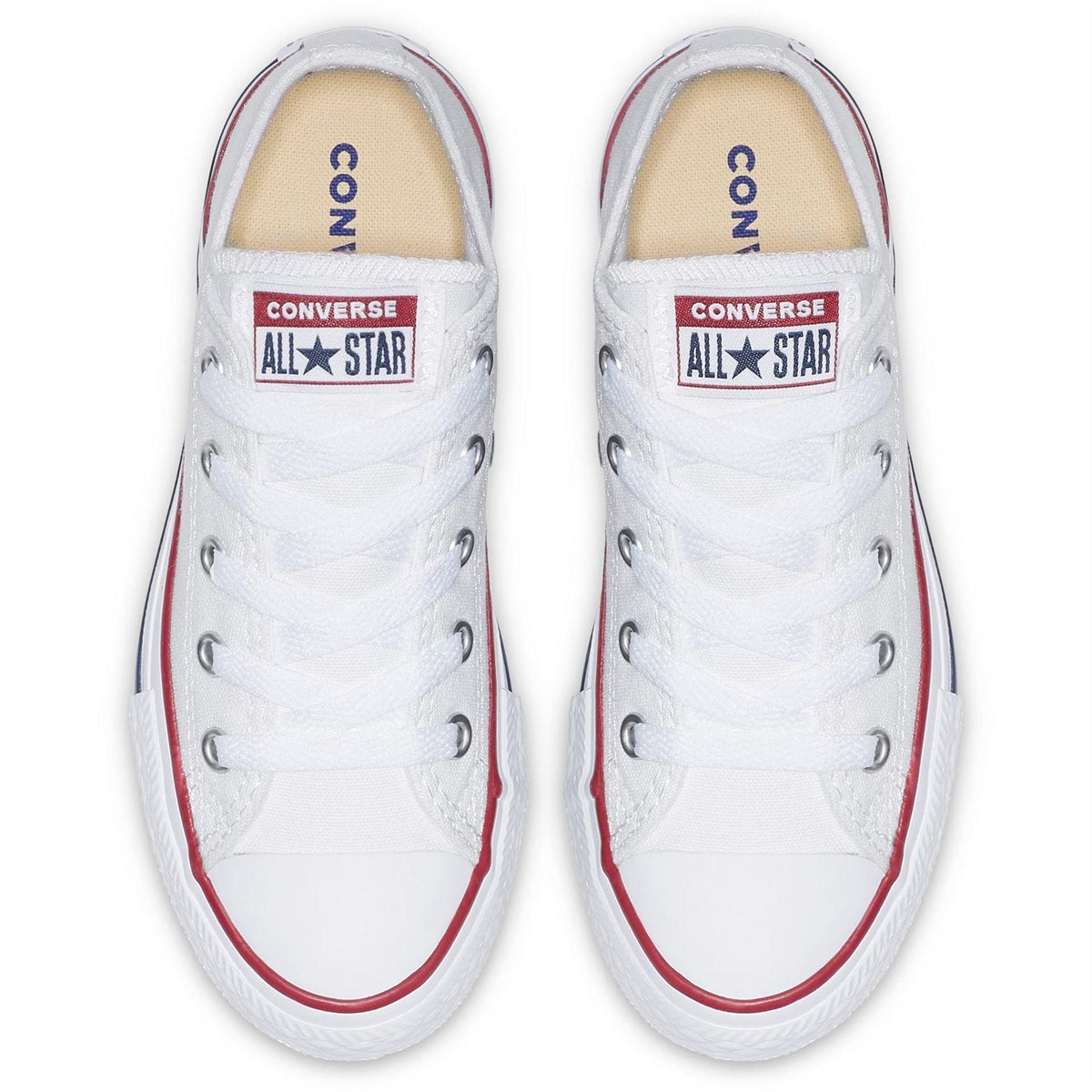 White - Side - Converse Childrens-Kids Chuck Canvas Low Cut Shoes