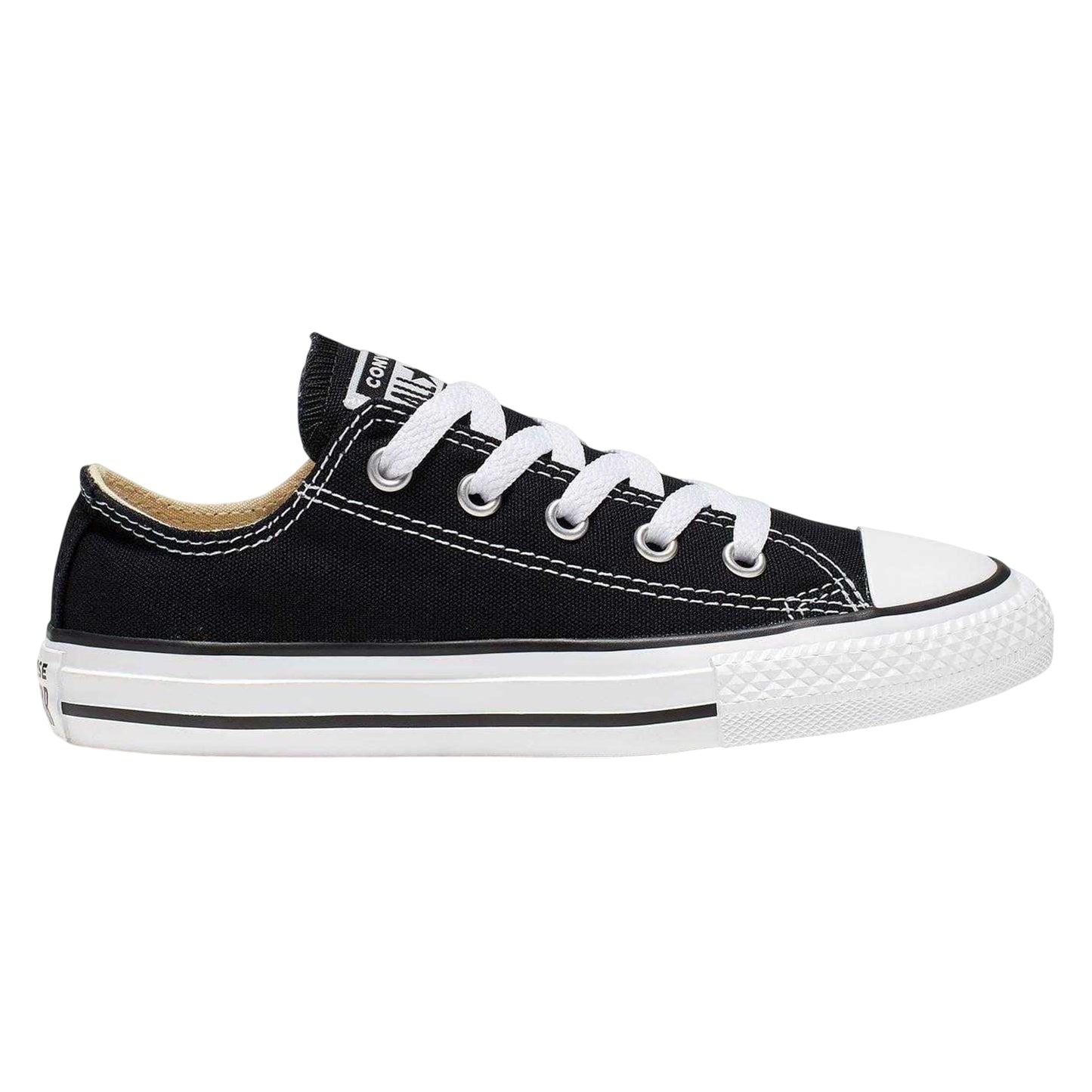 Black - Side - Converse Childrens-Kids Chuck Canvas Low Cut Shoes