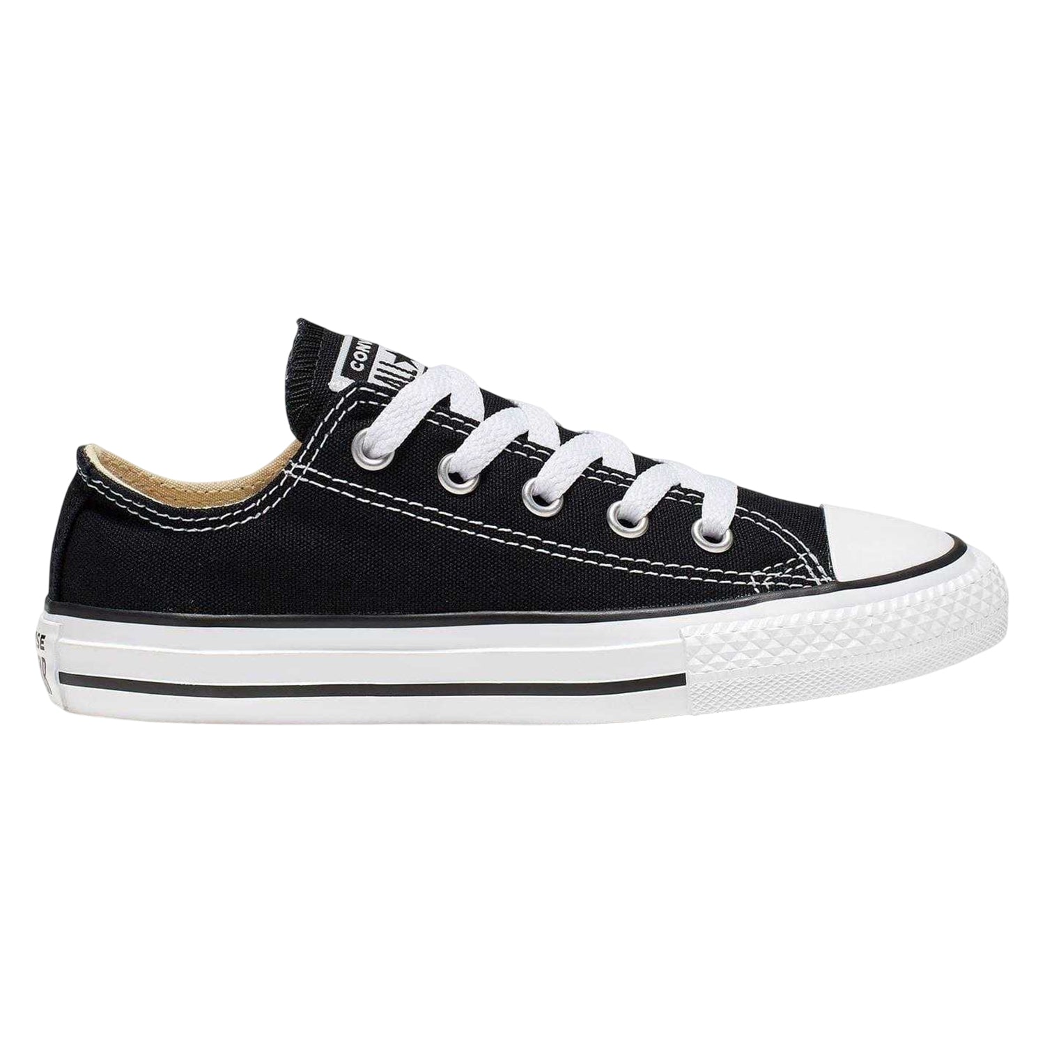 Black - Side - Converse Childrens-Kids Chuck Canvas Low Cut Shoes