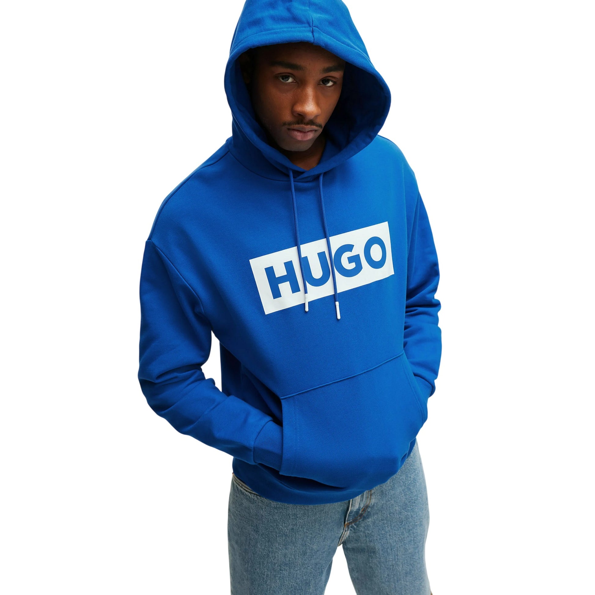 Blue - Side - Boss Mens Box Long-Sleeved Hoodie