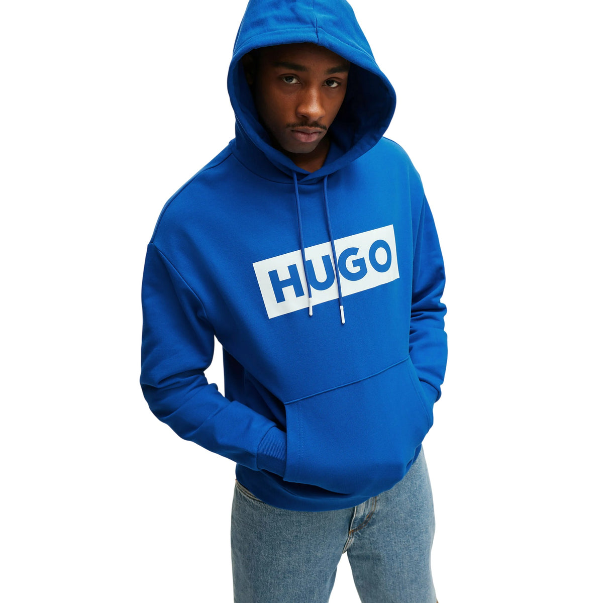 Blue - Side - Boss Mens Box Long-Sleeved Hoodie
