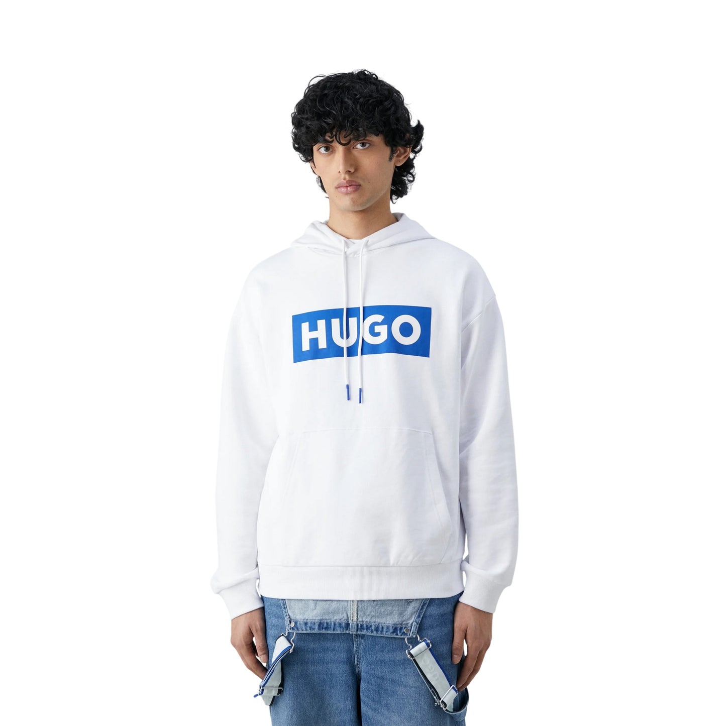 White - Side - Boss Mens Box Long-Sleeved Hoodie