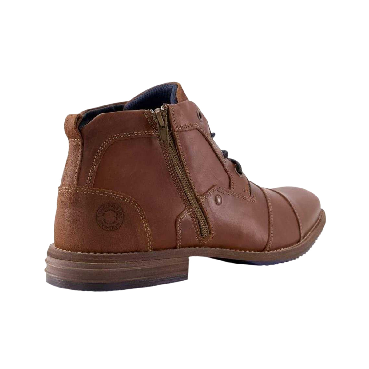 Tan - Back - Dune London Mens Captain Leather Ankle Boots