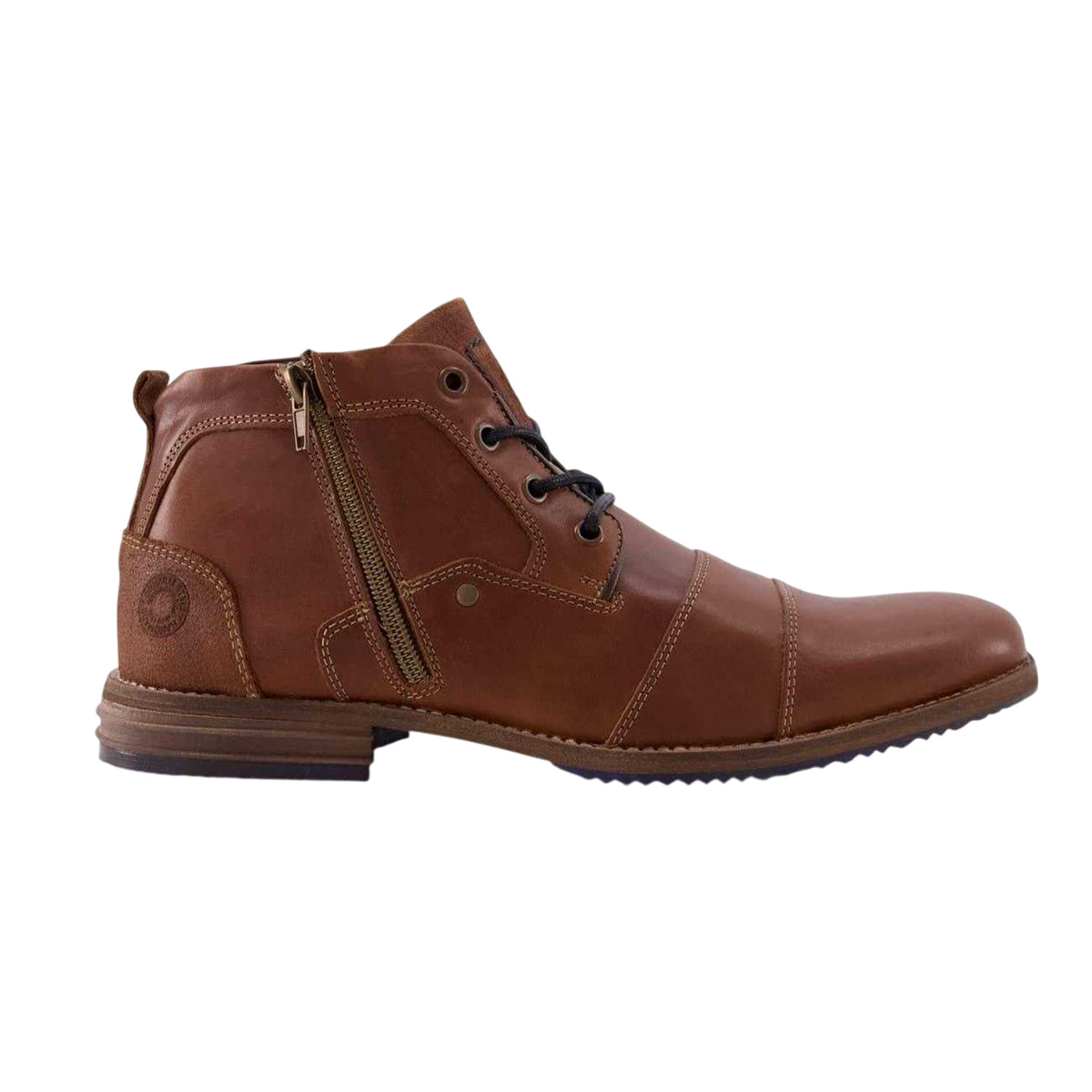 Tan - Side - Dune London Mens Captain Leather Ankle Boots