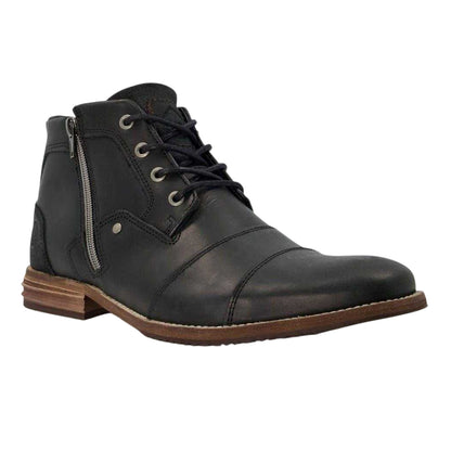 Black - Front - Dune London Mens Captain Leather Ankle Boots