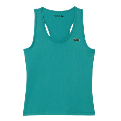 Green - Front - Lacoste Womens-Ladies Ultra Dry Rib Knit Sport Tank Top