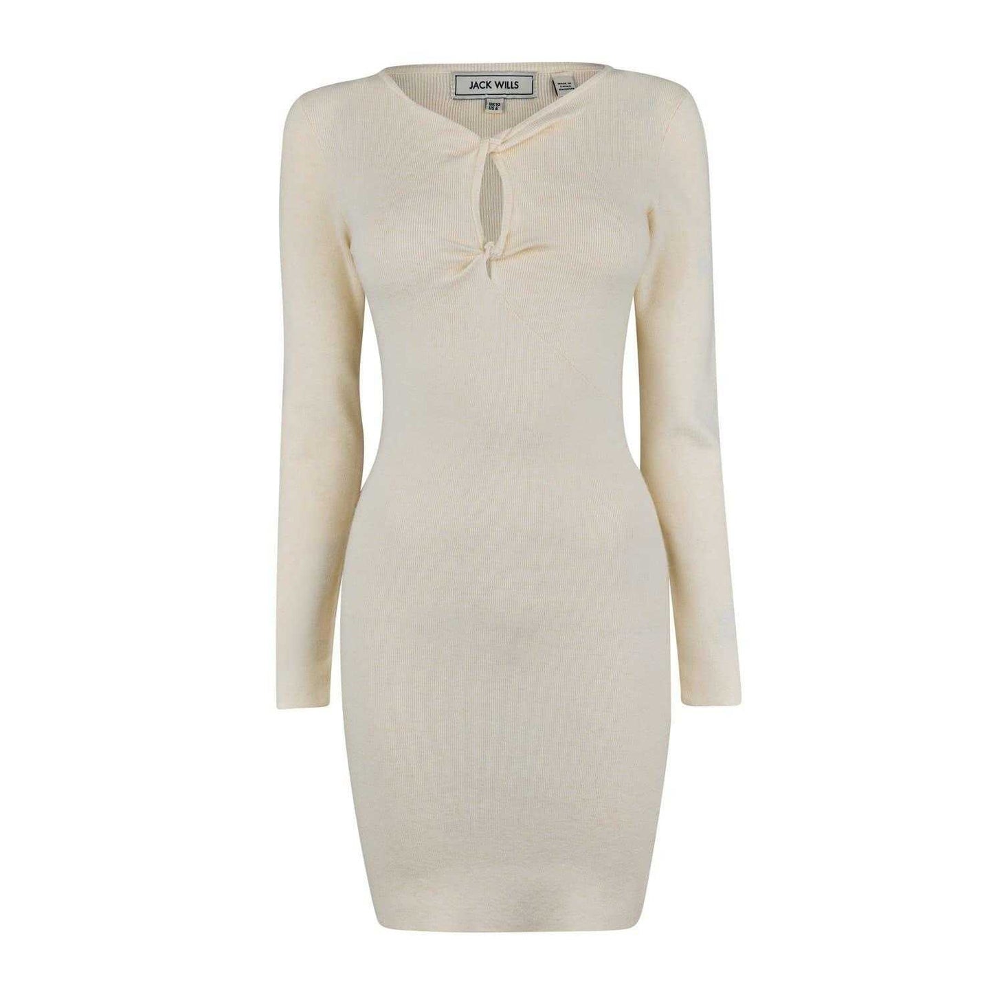 Vintage White - Front - Jack Wills Womens-Ladies Knitted Twisted Bodycon Dress