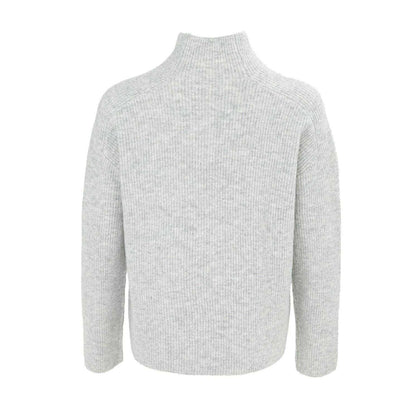 Light Grey - Back - Miso Womens-Ladies Ribbed Jumper