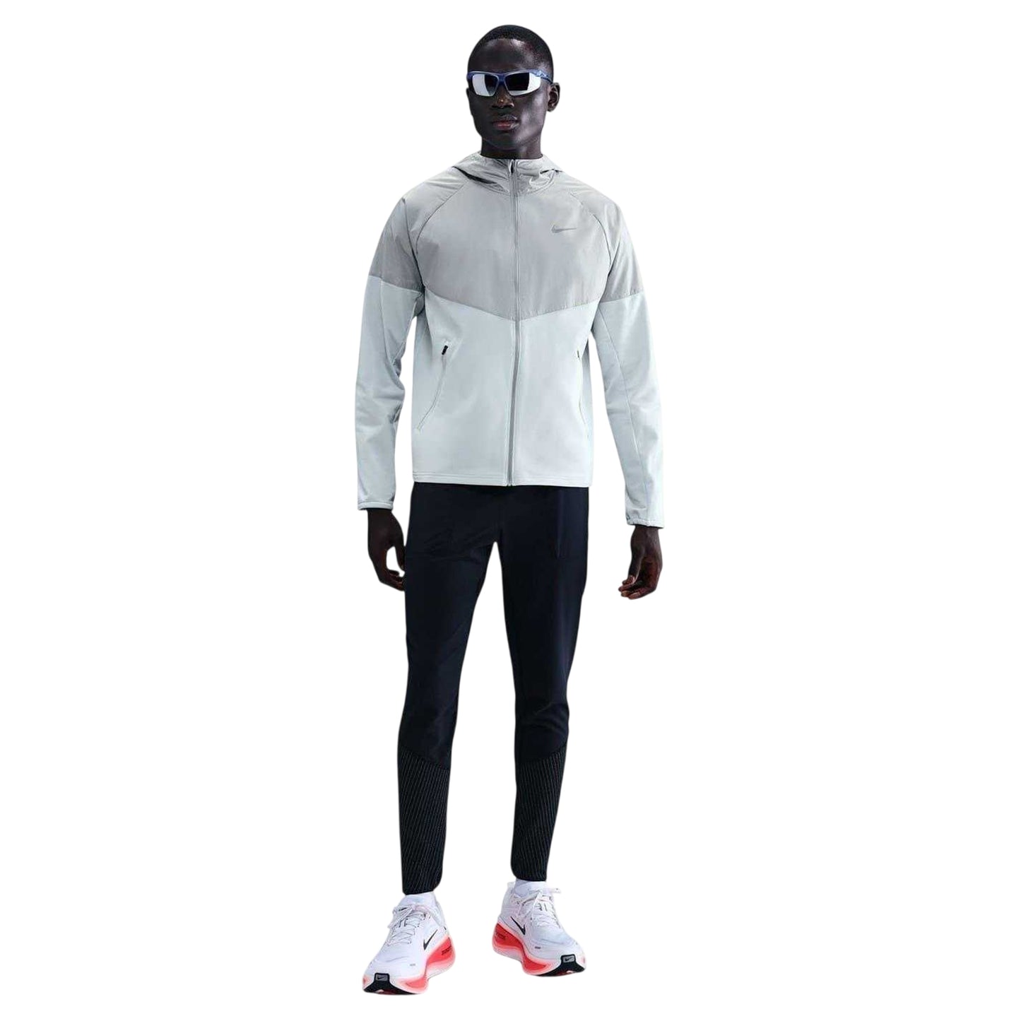 Platinum - Front - Nike Mens Miler Running Hooded Jacket