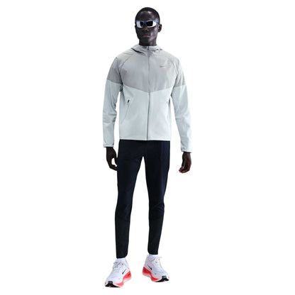 Platinum - Front - Nike Mens Miler Running Hooded Jacket