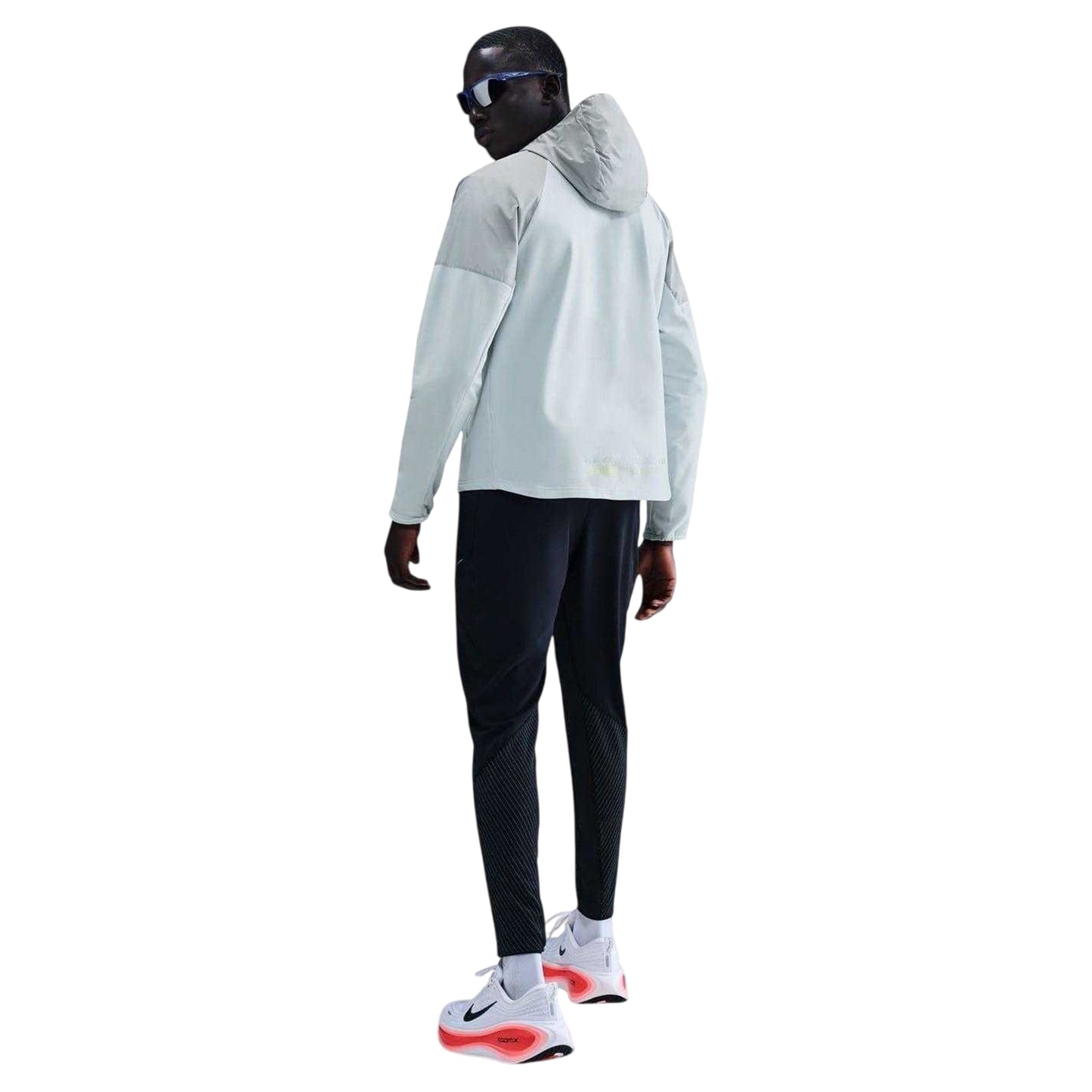 Platinum - Back - Nike Mens Miler Running Hooded Jacket