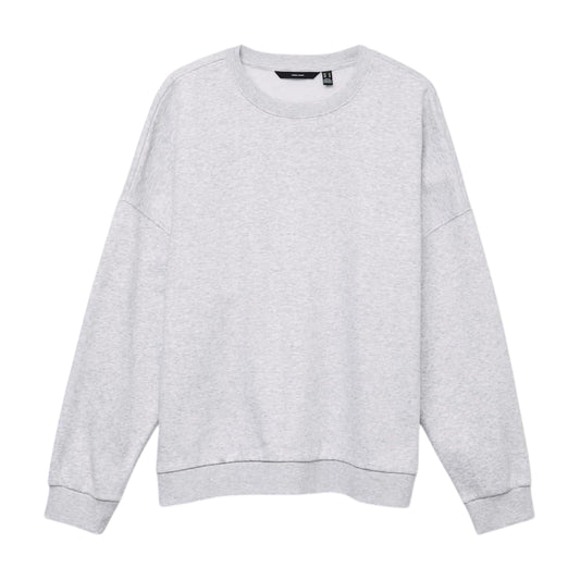 Light Grey Melange - Front - Vero Moda Womens-Ladies Oversized Sweatshirt