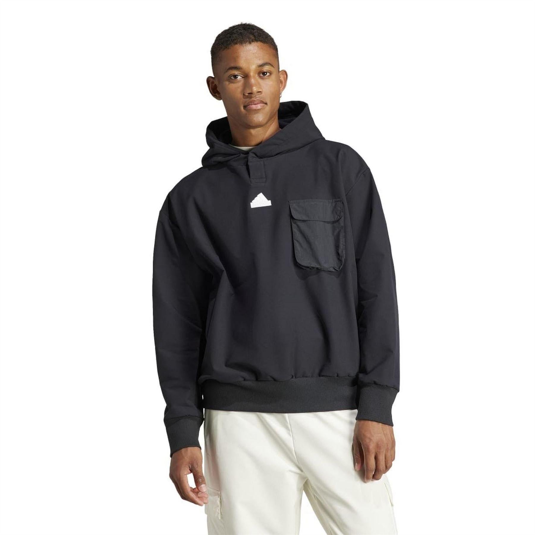 Black - Side - Adidas Mens City Escape Premium Hoodie