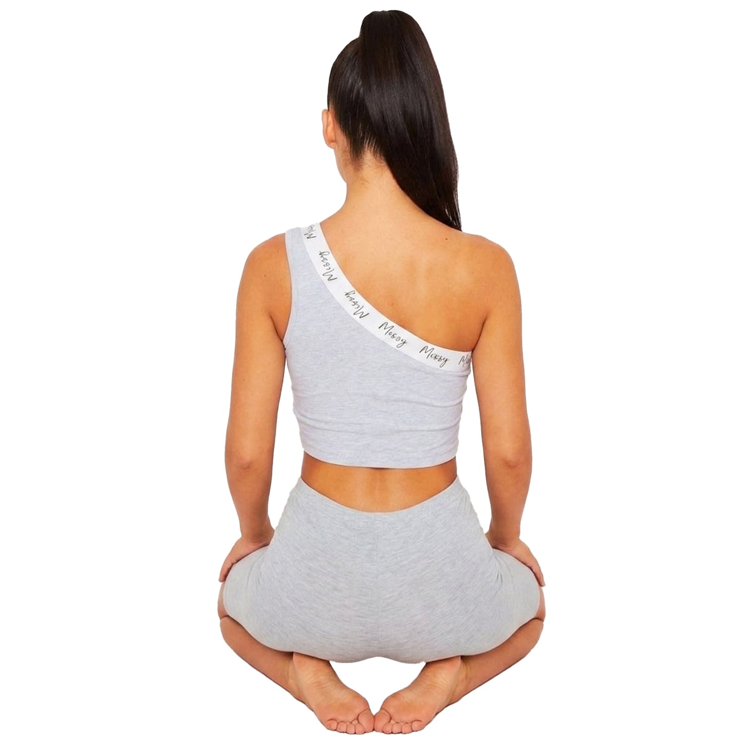 Grey - Back - Missy Empire Womens-Ladies Logo Taped Crop Top