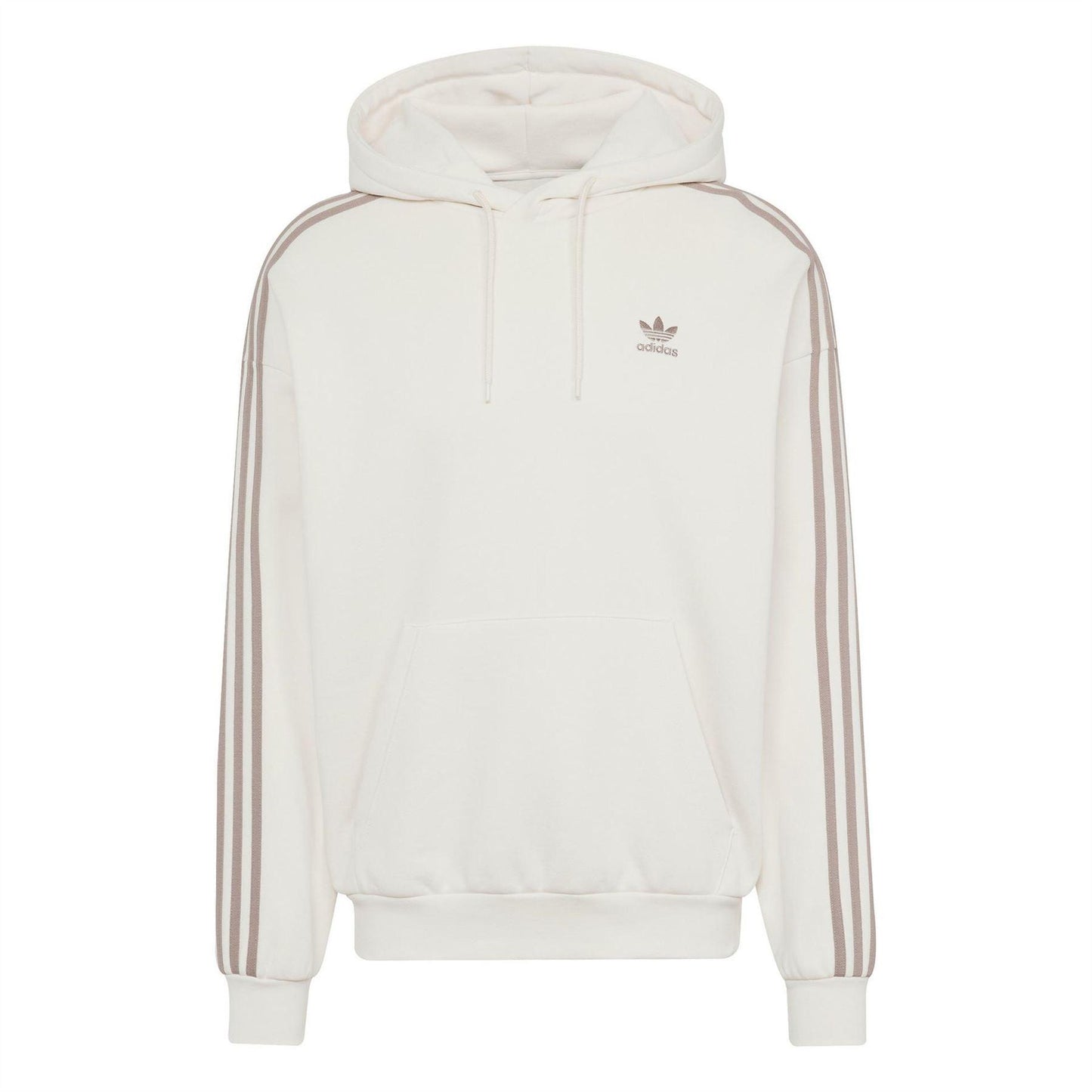 Wonder White - Front - Adidas Mens Originals 3 Stripes Baggy Hoodie