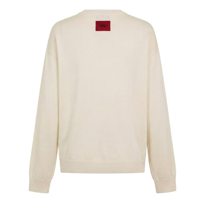 White - Back - Hugo Unisex Adult Ribbed Sweatshirt