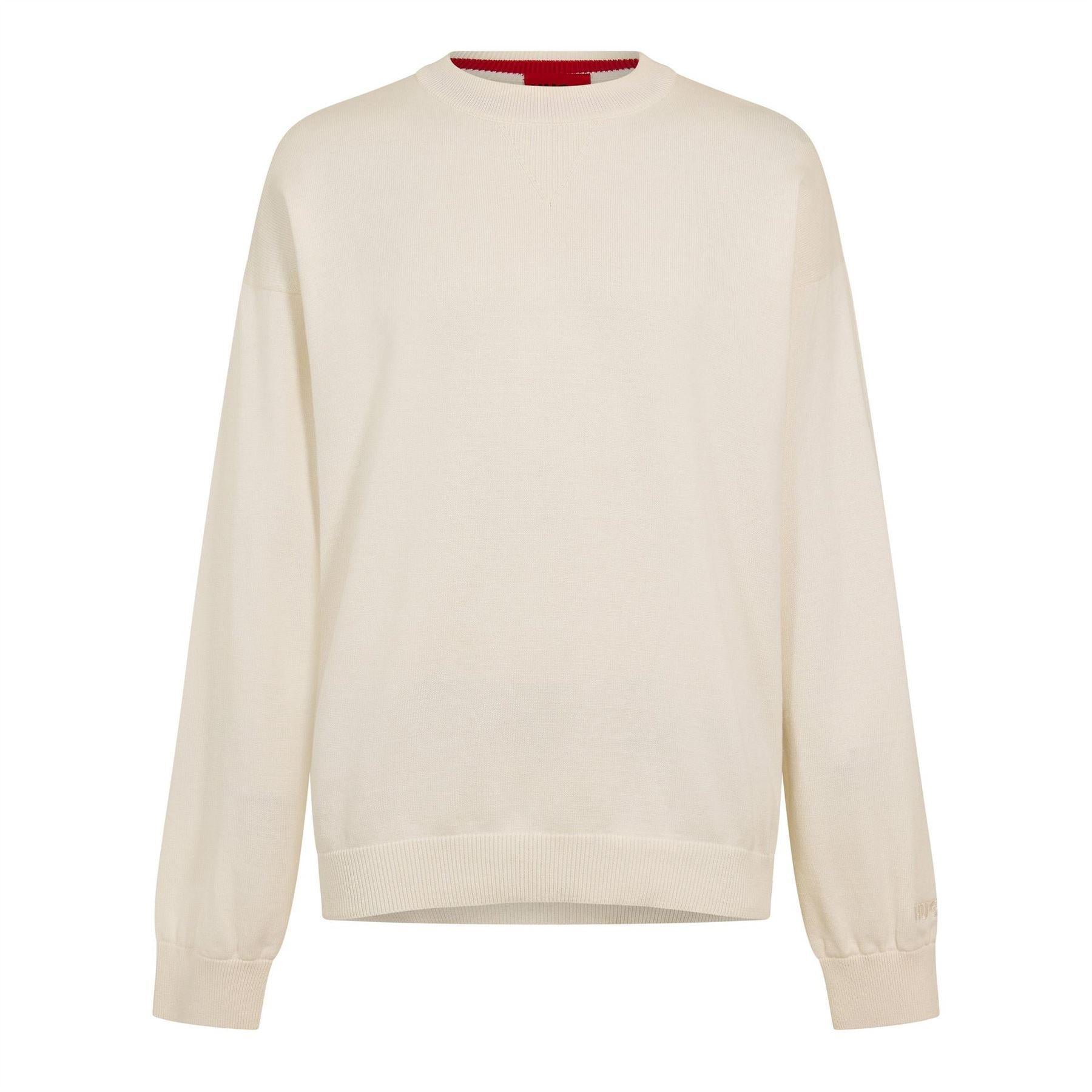 White - Front - Hugo Unisex Adult Ribbed Sweatshirt